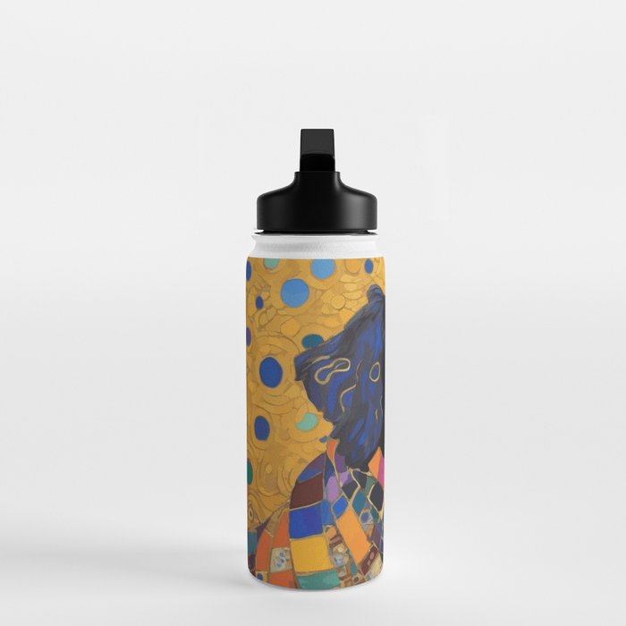 Gustav Klimt Style Dog with Colorful Scarf Water Bottle Gallery Image 3