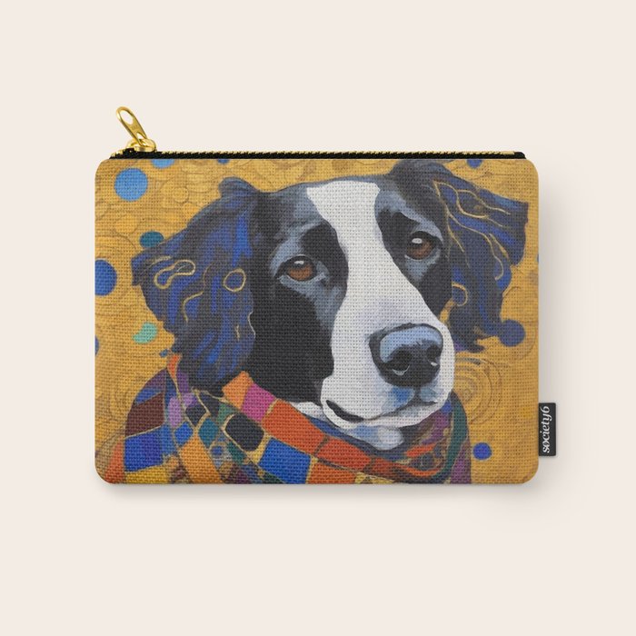 Gustav Klimt Style Dog with Colorful Scarf Carry All Pouch Gallery Image 1