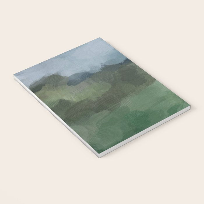 Storm in the Forest - Blue Gray Clouds Grass Green Abstract Nature Rustic Painting Art Printr  Notebook Gallery Image 3