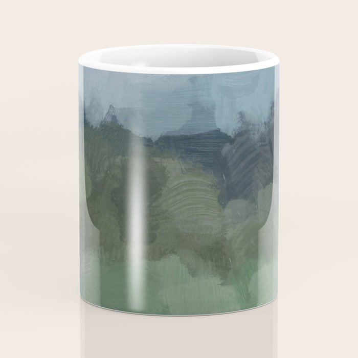 Storm in the Forest - Blue Gray Clouds Grass Green Abstract Nature Rustic Painting Art Printr  Coffee Mug Gallery Image 4