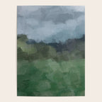 Storm in the Forest - Blue Gray Clouds Grass Green Abstract Nature Rustic Painting Art Printr  Poster Gallery Image 4