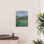 Storm in the Forest - Blue Gray Clouds Grass Green Abstract Nature Rustic Painting Art Printr  Poster Gallery Image 2