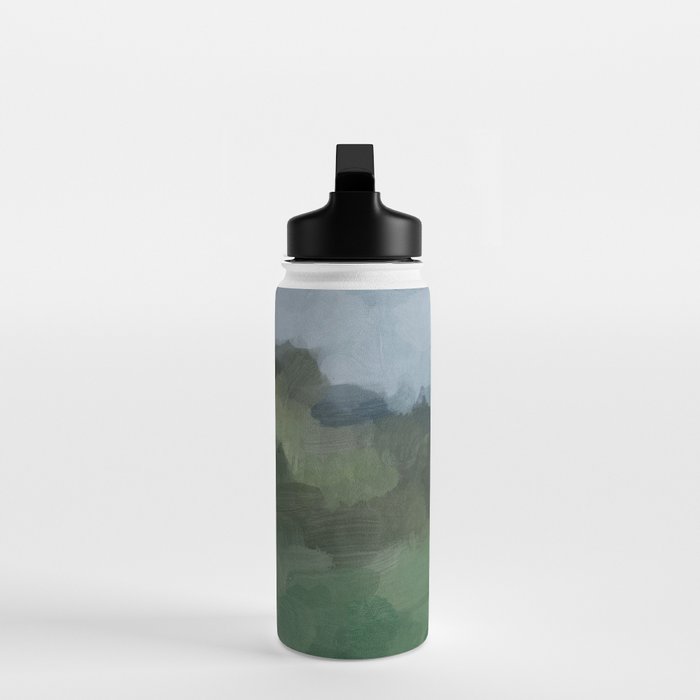 Storm in the Forest - Blue Gray Clouds Grass Green Abstract Nature Rustic Painting Art Printr  Water Bottle Gallery Image 3