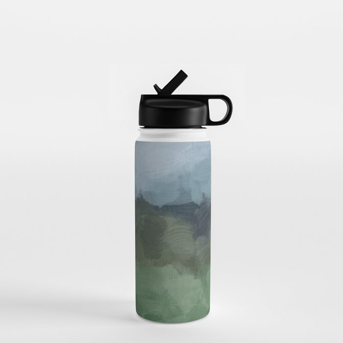 Storm in the Forest - Blue Gray Clouds Grass Green Abstract Nature Rustic Painting Art Printr  Water Bottle Gallery Image 1