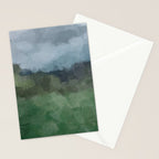 Storm in the Forest - Blue Gray Clouds Grass Green Abstract Nature Rustic Painting Art Printr  Stationery Card Gallery Image 2