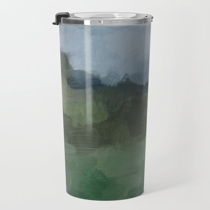 Storm in the Forest - Blue Gray Clouds Grass Green Abstract Nature Rustic Painting Art Printr  Travel Mug Gallery Image 3