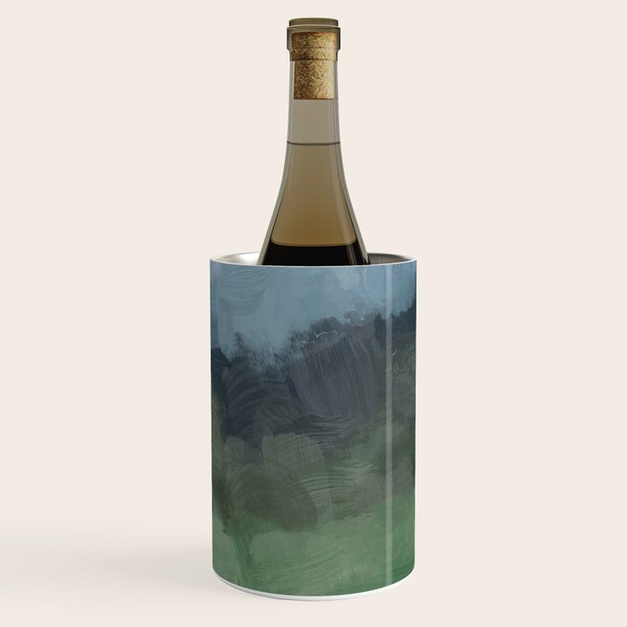 Storm in the Forest - Blue Gray Clouds Grass Green Abstract Nature Rustic Painting Art Printr  Wine Chiller Gallery Image 3