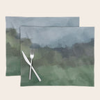 Storm in the Forest - Blue Gray Clouds Grass Green Abstract Nature Rustic Painting Art Printr  Placemat Gallery Image 1