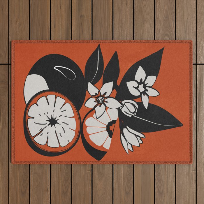 Line Art Oranges 2 Outdoor Rug Gallery Image 1