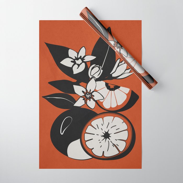 Line Art Oranges 2 Wrapping Paper Gallery Image 1