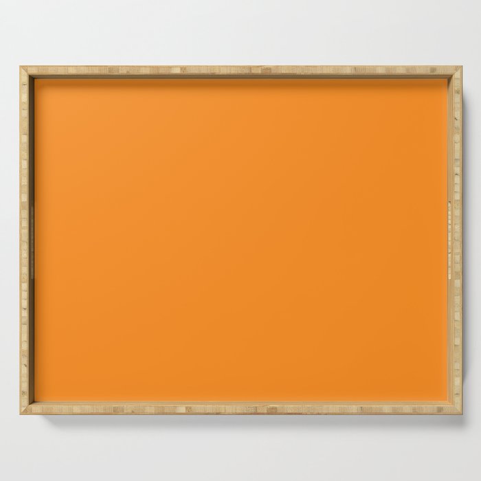 GOLD FISH Solid Color Plain Bright Orange Shade Serving Tray Gallery Image 1