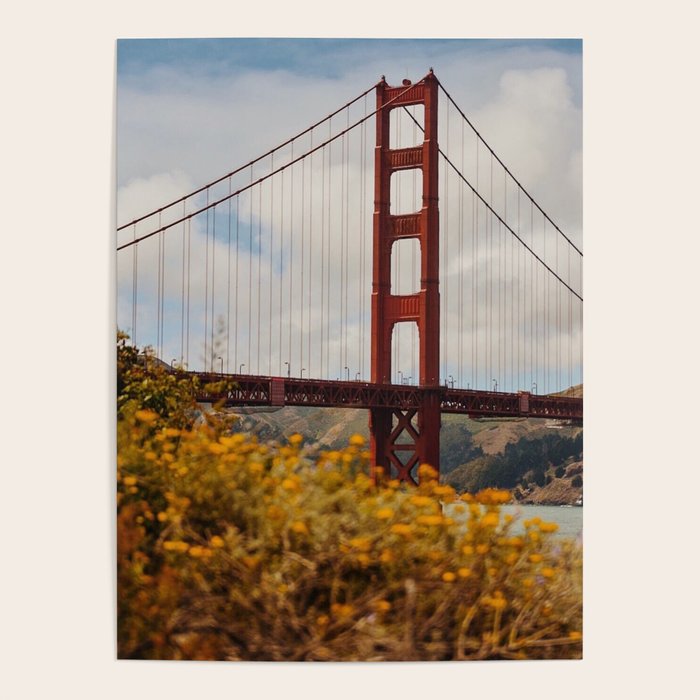 Golden Gate Bridge Through Wildflowers Poster Gallery Image 4
