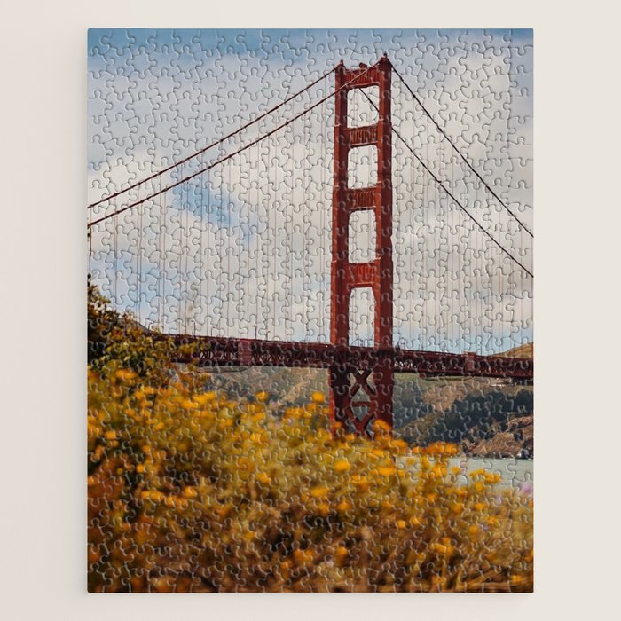 Golden Gate Bridge Through Wildflowers Jigsaw Puzzle Gallery Image 1