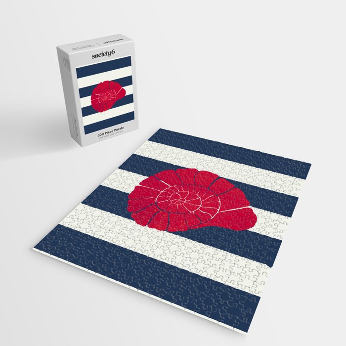 Red nautilus shell and navy stripes Jigsaw Puzzle Gallery Image 2