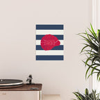 Red nautilus shell and navy stripes Poster Gallery Image 2