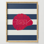 Red nautilus shell and navy stripes Serving Tray Gallery Image 1