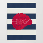 Red nautilus shell and navy stripes Poster Gallery Image 4