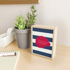 Red nautilus shell and navy stripes Mini Art Print Gallery Image 2