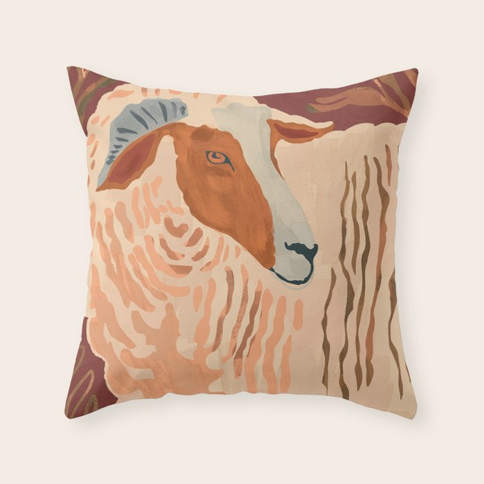 Abstract Rustic Ram Throw Pillow Gallery Image 6