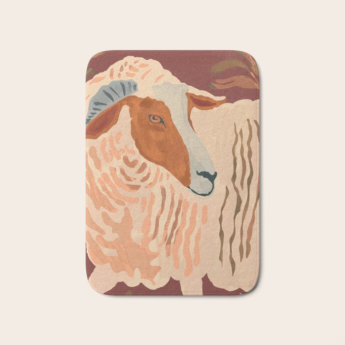 Abstract Rustic Ram Bath Mat Gallery Image 1