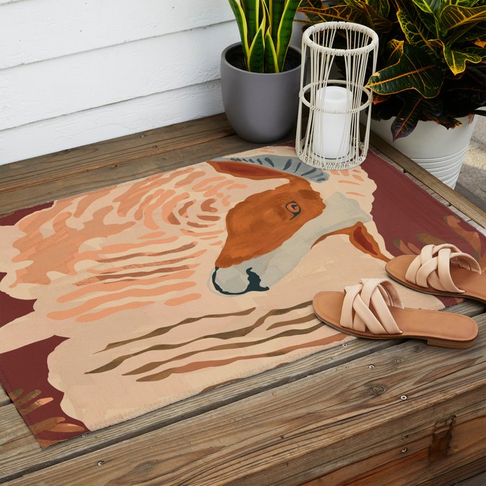 Abstract Rustic Ram Outdoor Rug Gallery Image 2