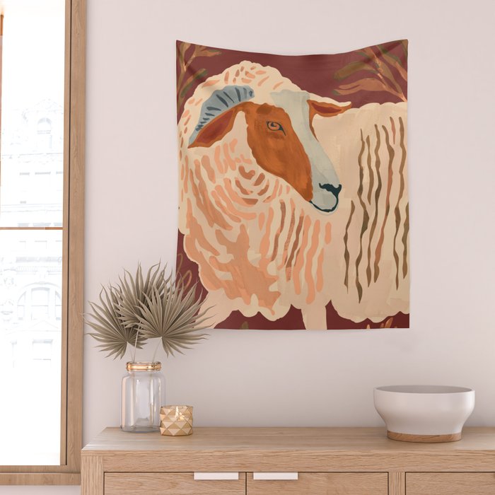 Abstract Rustic Ram Wall Tapestry Gallery Image 2