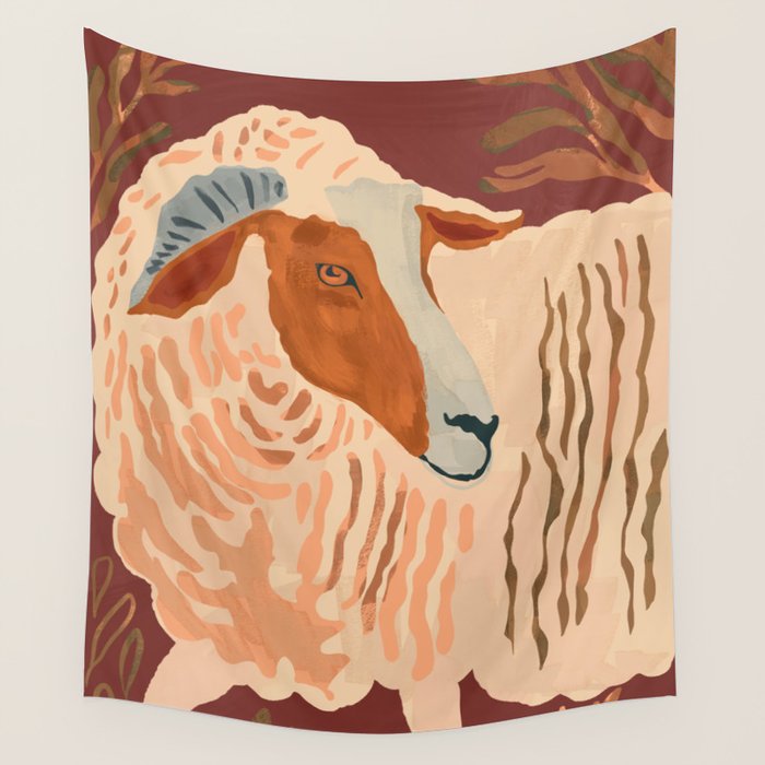 Abstract Rustic Ram Wall Tapestry Gallery Image 1
