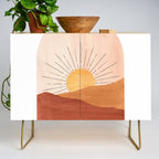 Abstract terracotta landscape, sun and desert, sunrise #1 Credenza Gallery Image 1