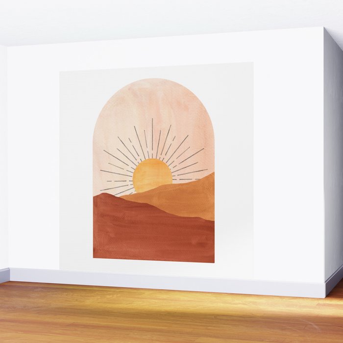 Abstract terracotta landscape, sun and desert, sunrise #1 Wall Mural Gallery Image 2