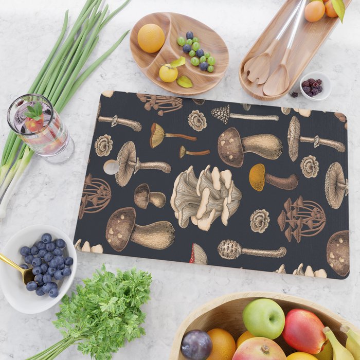 Wild Mushrooms  on graphite black Cutting Board Gallery Image 2