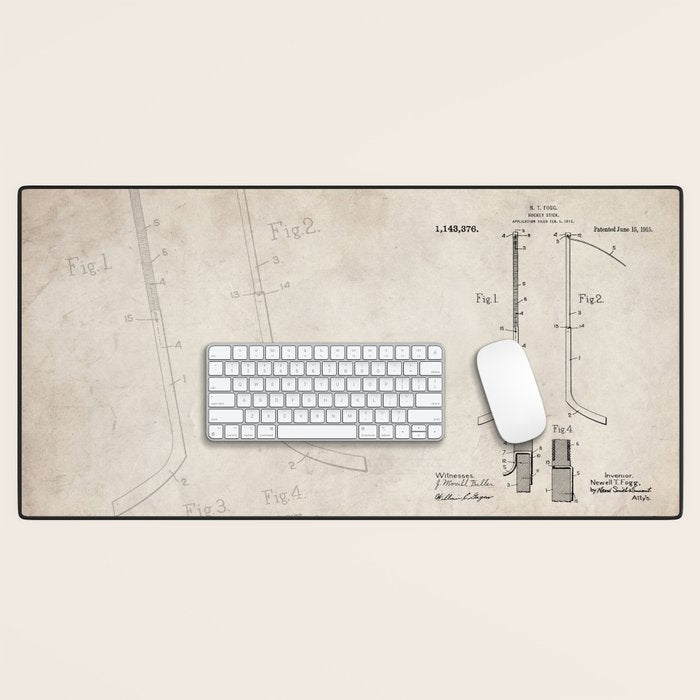 Ice Hockey Stick Patent - Ice Hockey Art - Antique Desk Mat Gallery Image 1