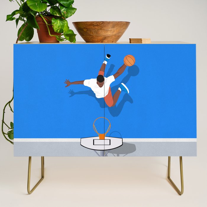 Shooting Hoops | Basketball Court Illustration  Credenza Gallery Image 1