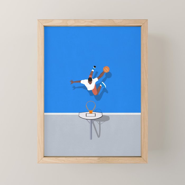 Shooting Hoops | Basketball Court Illustration  Mini Art Print Gallery Image 1