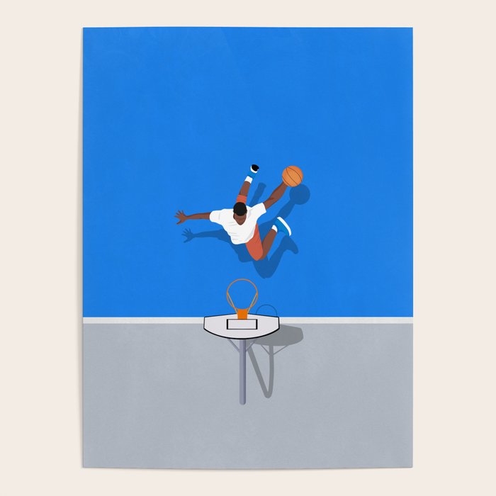 Shooting Hoops | Basketball Court Illustration  Poster Gallery Image 4
