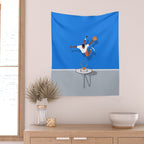 Shooting Hoops | Basketball Court Illustration  Wall Tapestry Gallery Image 2