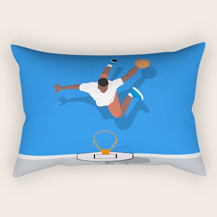 Shooting Hoops | Basketball Court Illustration  Rectangular Pillow Gallery Image 1