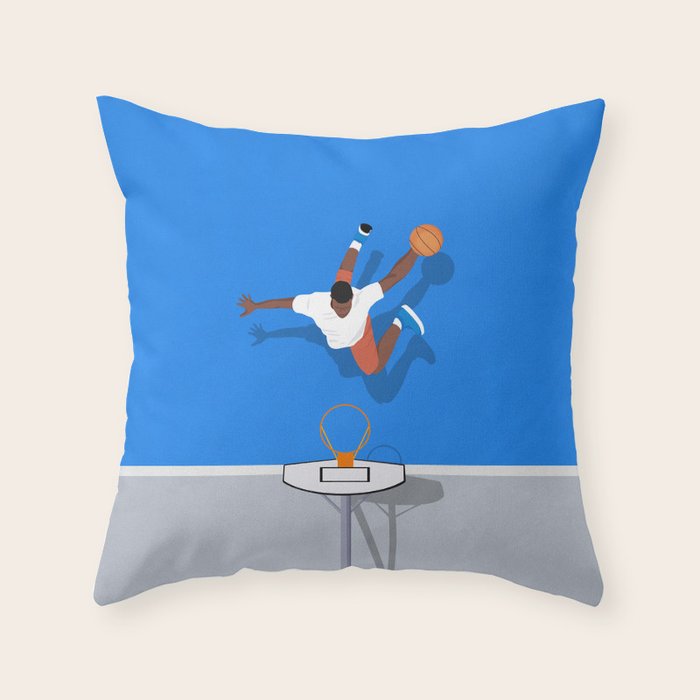 Shooting Hoops | Basketball Court Illustration  Throw Pillow Gallery Image 6