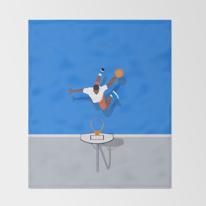 Shooting Hoops | Basketball Court Illustration  Throw Blanket Gallery Image 2