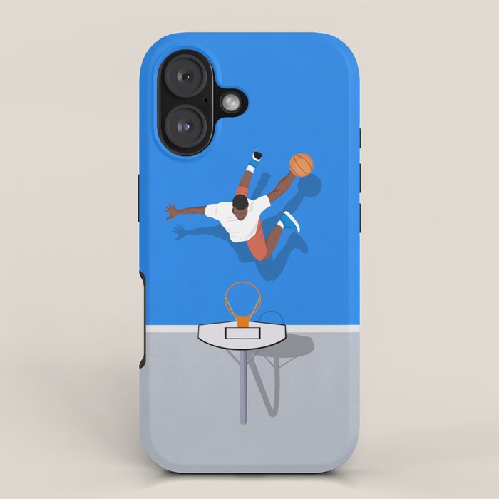 Shooting Hoops | Basketball Court Illustration  iPhone Case Gallery Image 1