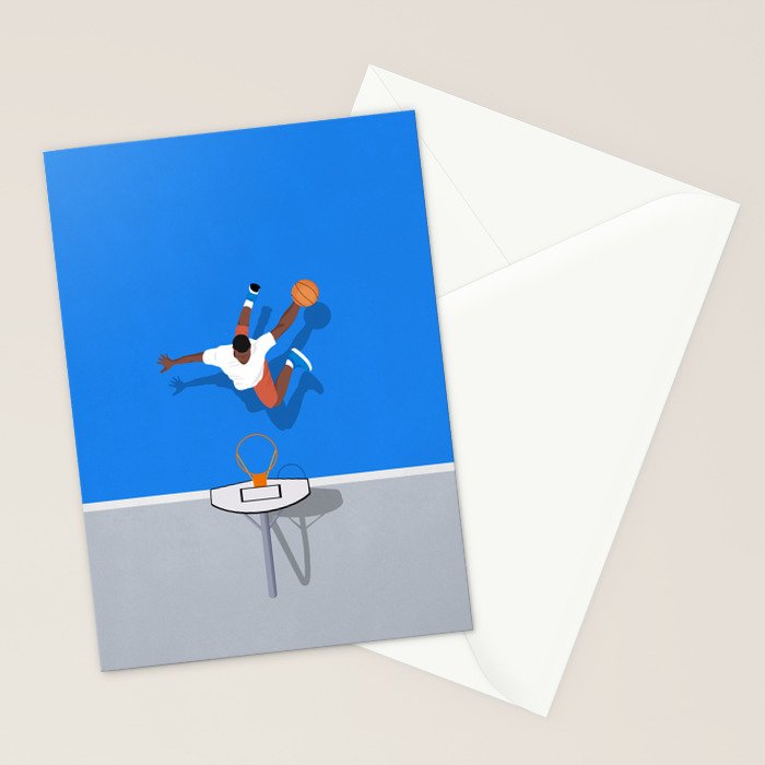 Shooting Hoops | Basketball Court Illustration  Stationery Card Gallery Image 2
