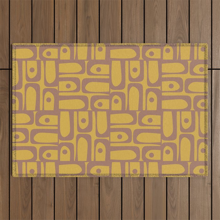 Mid Century Modern Piquet 2 Inspired by PANTONE 17 1230 Color of the Year Mocha Mousse Outdoor Rug Gallery Image 1
