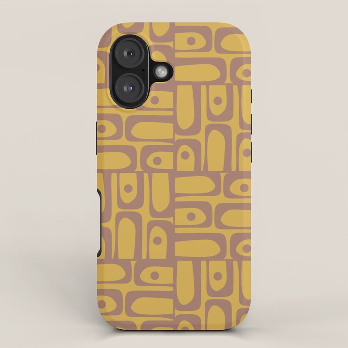 Mid Century Modern Piquet 2 Inspired by PANTONE 17 1230 Color of the Year Mocha Mousse iPhone Case Gallery Image 1