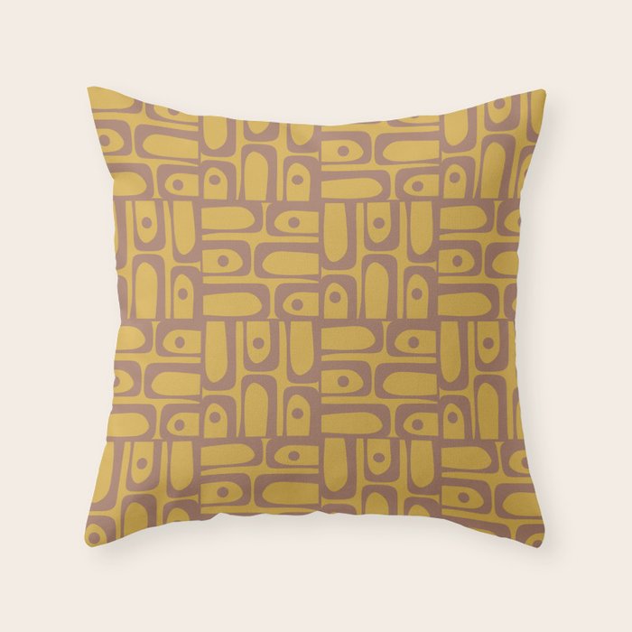 Mid Century Modern Piquet 2 Inspired by PANTONE 17 1230 Color of the Year Mocha Mousse Throw Pillow Gallery Image 1