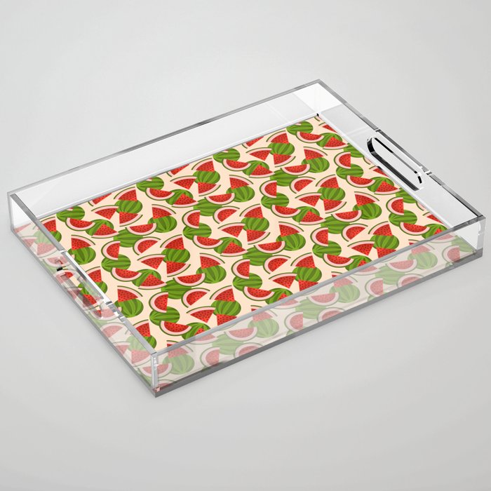 Watermelon Pattern on Cream Acrylic Tray Gallery Image 1