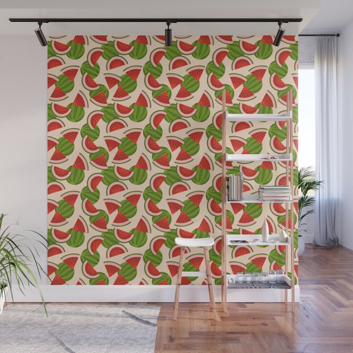 Watermelon Pattern on Cream Wall Mural Gallery Image 1