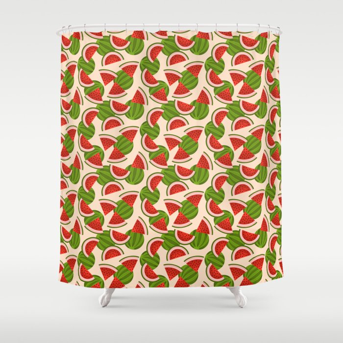 Watermelon Pattern on Cream Shower Curtain Gallery Image 1