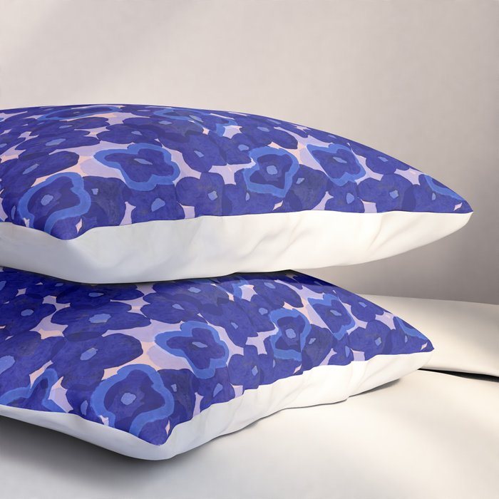 Indigo blue abstract floral pattern Pillow Sham Gallery Image 3