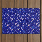 Indigo blue abstract floral pattern Outdoor Rug Gallery Image 1