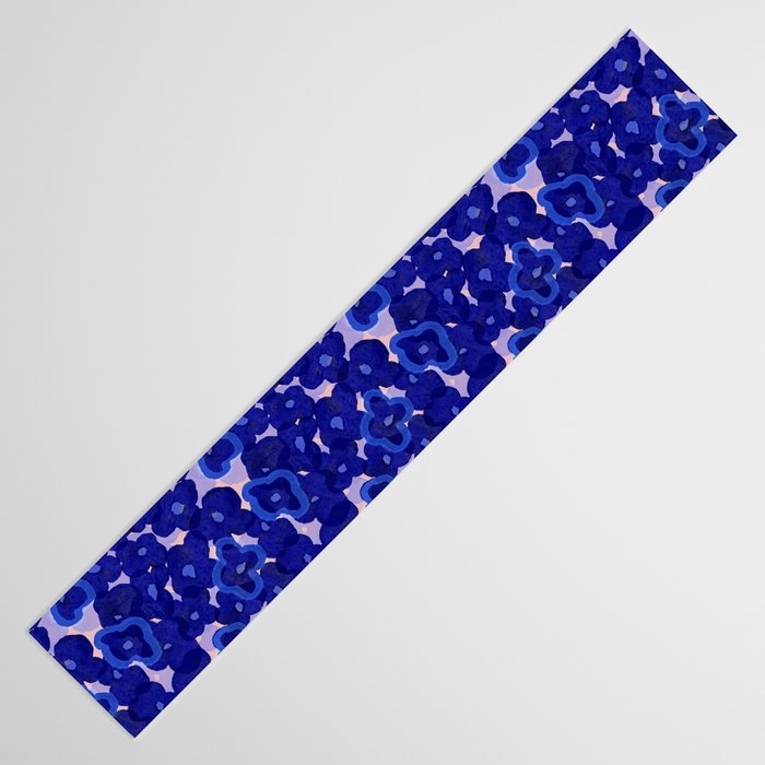 Indigo blue abstract floral pattern Table Runner Gallery Image 3