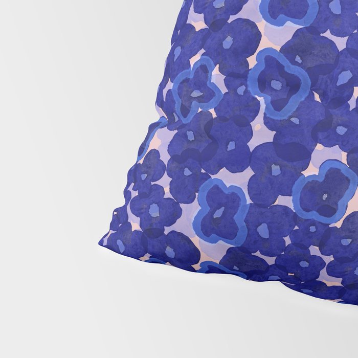 Indigo blue abstract floral pattern Pillow Sham Gallery Image 4